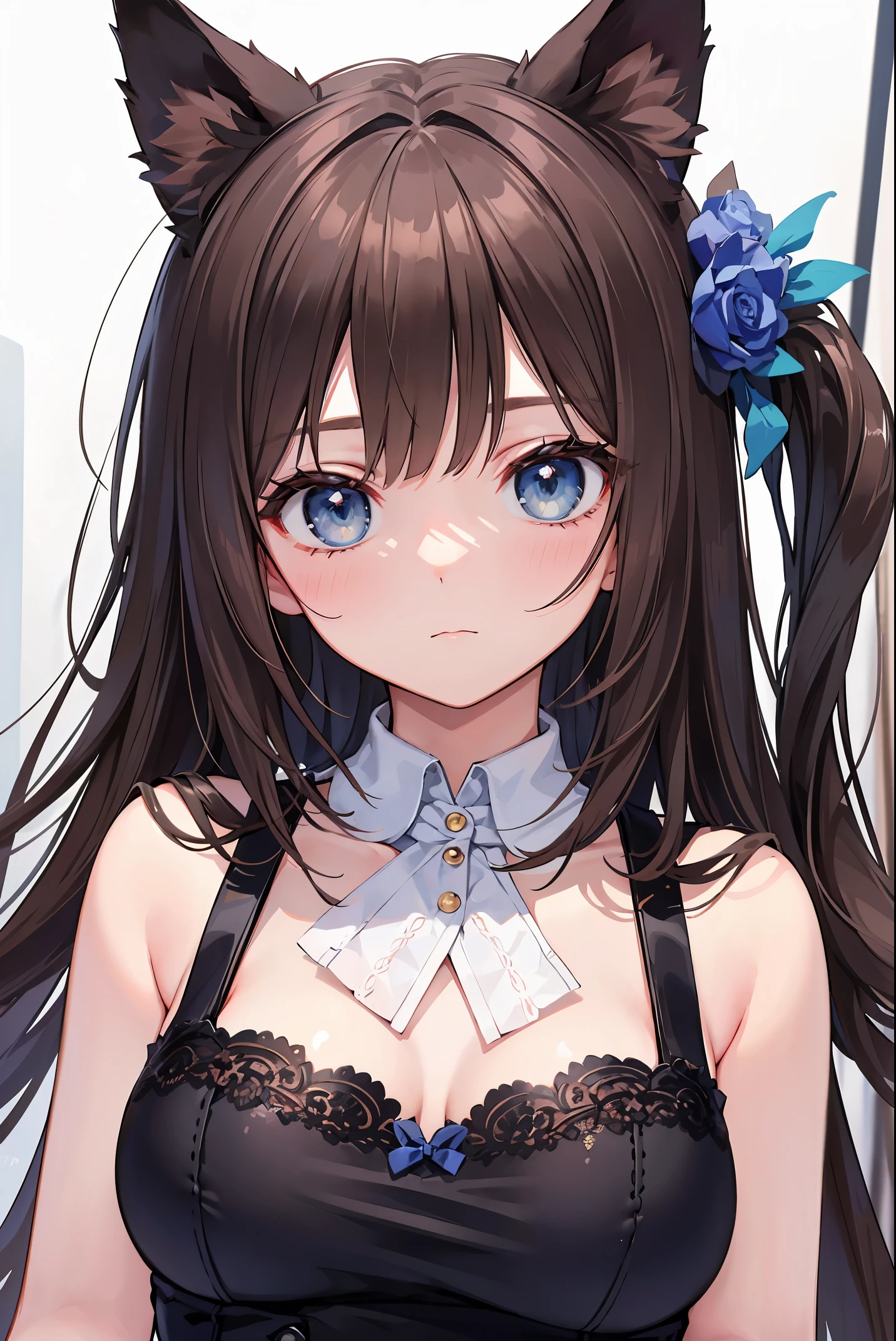 (animal ears), dark brown hair, blue eyes, (masterpiece), (best quality), (ultra-detailed), more_details:-1, more_details:0, more_details:0.5, more_details:1, more_details:1.5, glowify