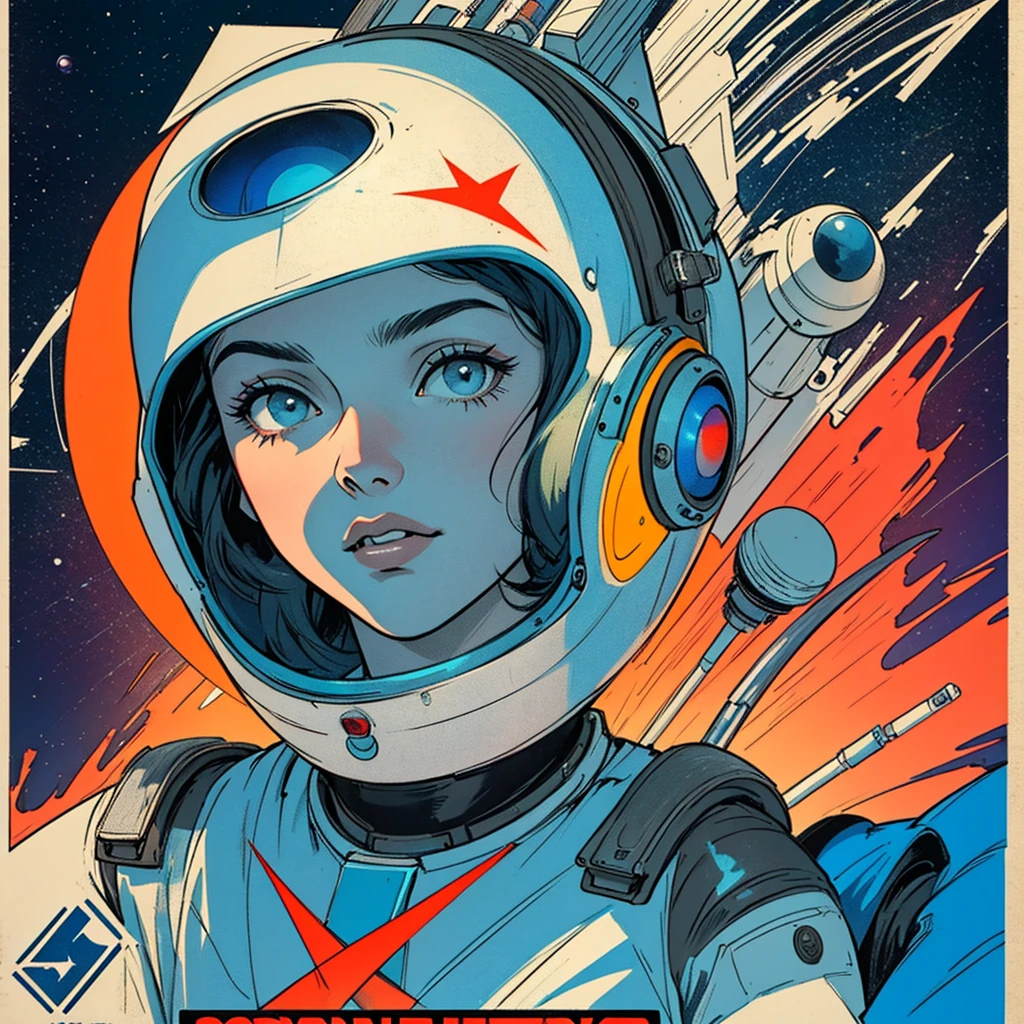 32k,highest quality,Perfect One Woman,60's,70's,80's,old movie posters,universe,retro,vintage,bauhaus,abstract,Space Thriller Movie Poster,Futuristic,shape,OK,propaganda,war,
