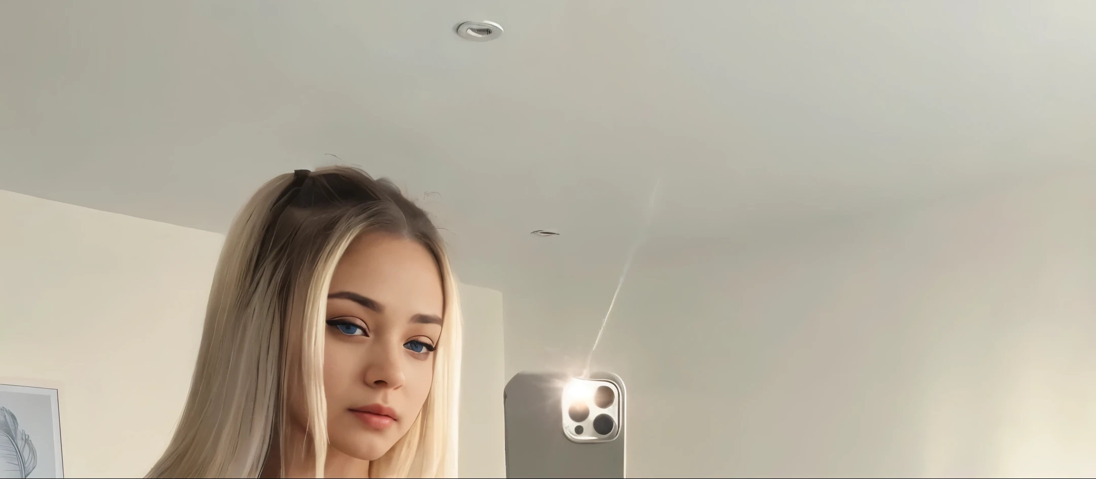 24 year old woman with green eyes holding a camera and posing for a picture, instagram model, perfect white haired girl, photography portrait 4 k, 8k selfie photograph, selfie photography, extremely realistic photo, deviantart artstation cgscosiety, instagram influencer, selfie, instagram selfie, blonde hair and large eyes, big breasts showing