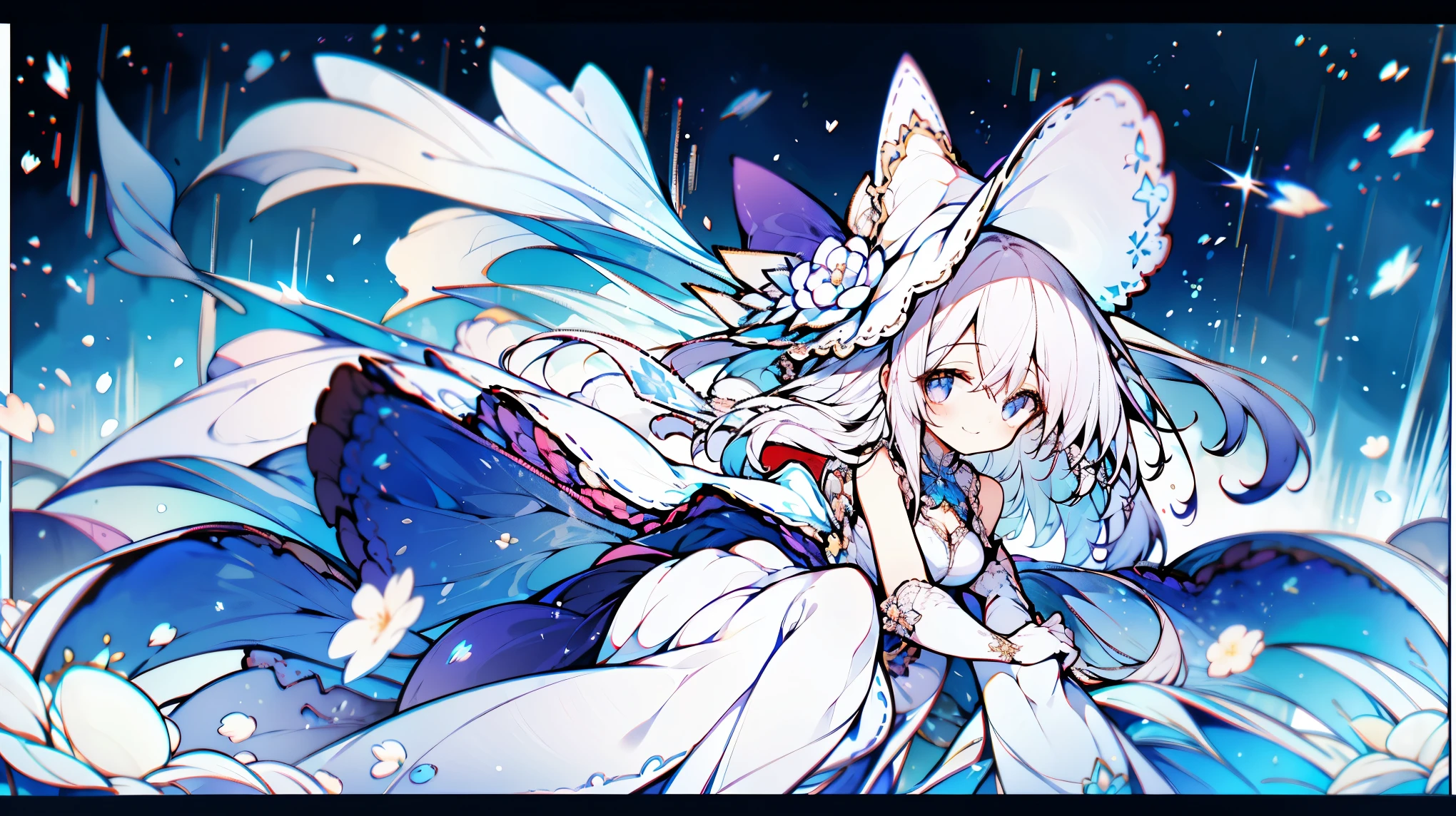 1 girl, black eyes, white shirt, long black hair, looking at the audience, light particles, close your mouth and smile, starry sky, wizard hat, sleeveless, bare shoulders, through bangs, View from the side,( 她穿着一件黑色连帽wind衣,There are fluff on it), head tilt,lace up pantyhose, Nipple tassels,flower knot, Gloves, beautiful eyes, detailed background,black stockings,intricate details,color mixing,Detailed route,Excellent,Super details,The content is very detailed,(high contrast:1.11),wind,Amazing cleavage,beautiful eyes,messy hair,(best illuminate,extremely delicate and beautiful), ((light lighting)), (View from the side:1.3),8k,masterpiece,best quality,stills,1 plump girl,floating in the sky,Intertwined clouds,cloud,(Close-up cleavage:1.1),bright,hapiness,interesting,soft light,(bauhause,shape,line engineering,Abstract:1.1)official art, Unity 8K Wallpaper, Super detailed, Beautiful and beautiful, masterpiece, best quality, (dynamic angle:1.4),Romantic depth of field_Dance,PerfectNwsjMajic,(masterpiece,top quality,best quality,official art,Beauty and aesthetics:1.2),The content is very detailed,colorful,highest detail,
