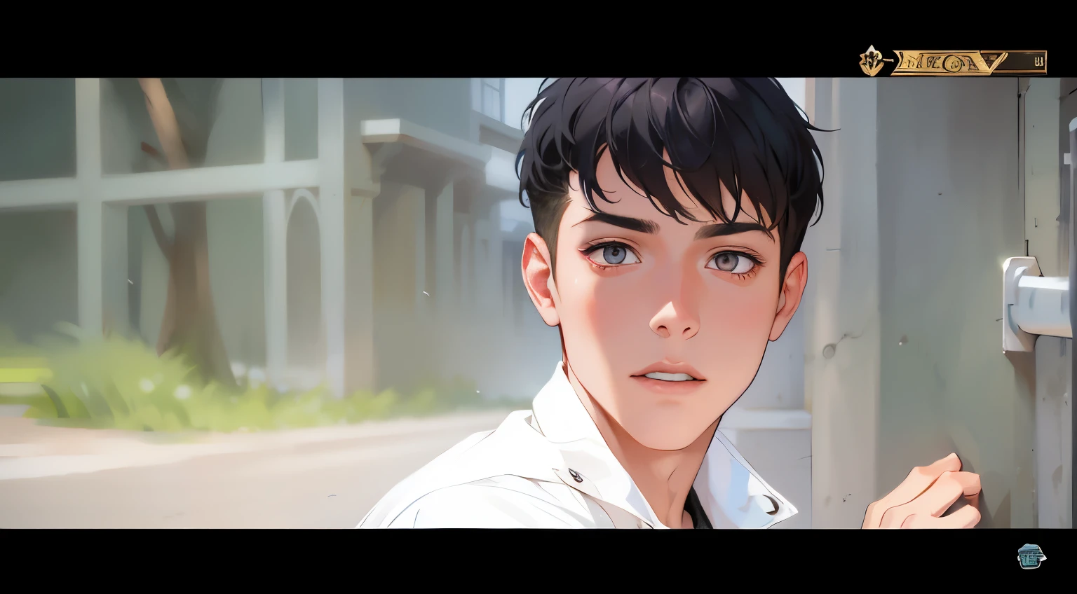 I imagined a young, attractive boy with short blonde hair and red eyes and a young, cute boy with sky green hair coming out...