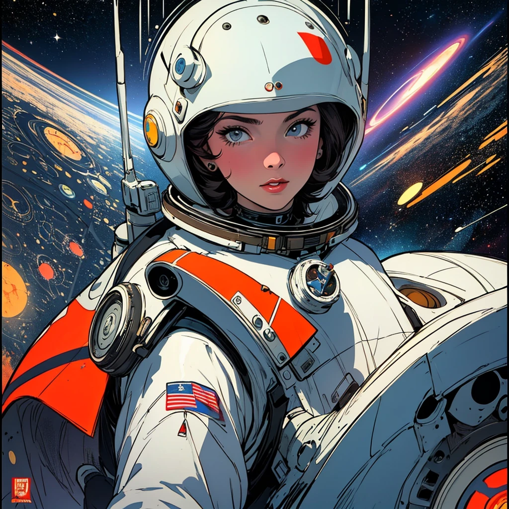 32k,highest quality,Perfect One Woman,60's,70's,80's,old movie posters,universe,retro,vintage,bauhaus,abstract,Space Thriller Movie Poster,Futuristic,shape,OK,propaganda,war,
