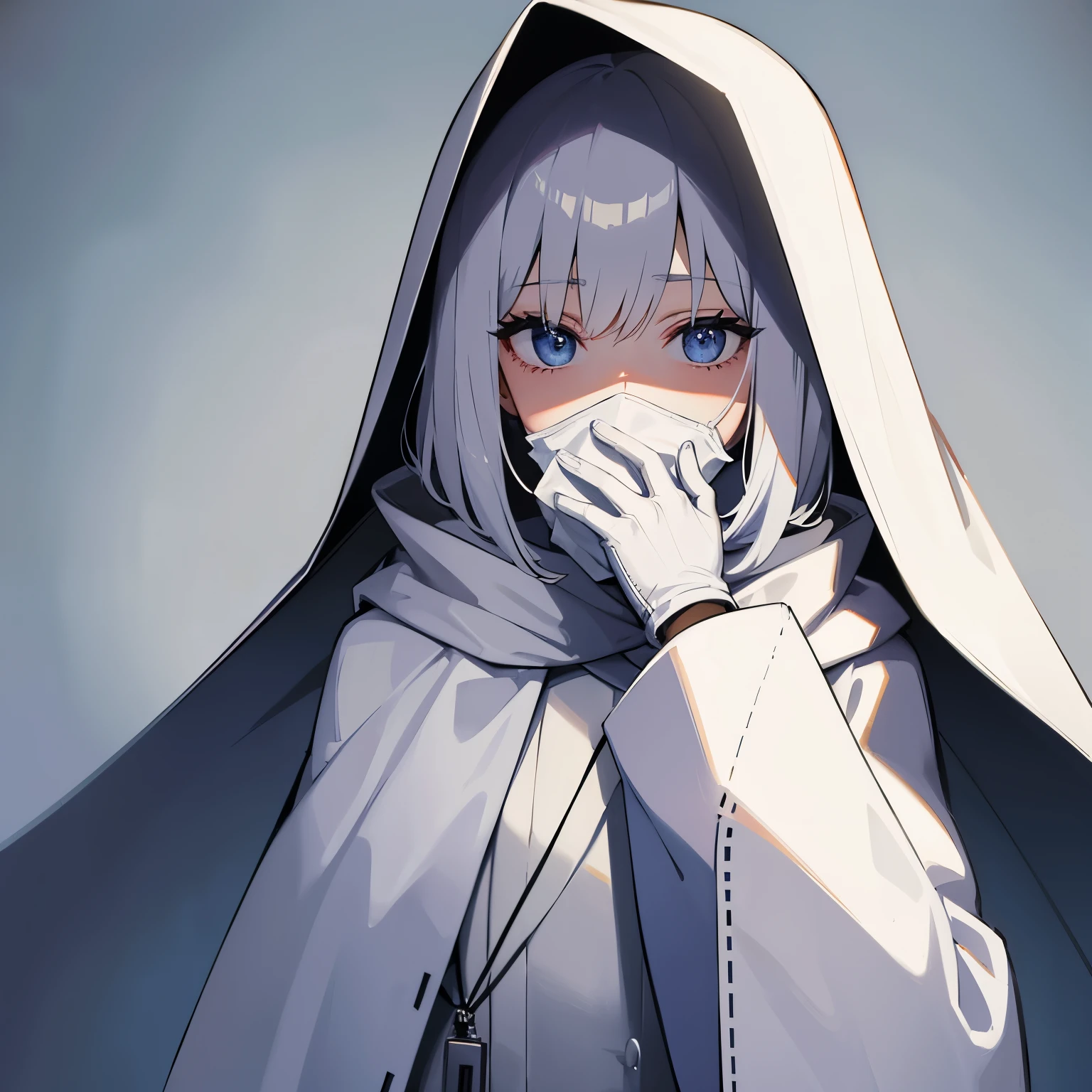 White cloak,A mask that covers the entire face,Gloves,Large wrapped in clothes
