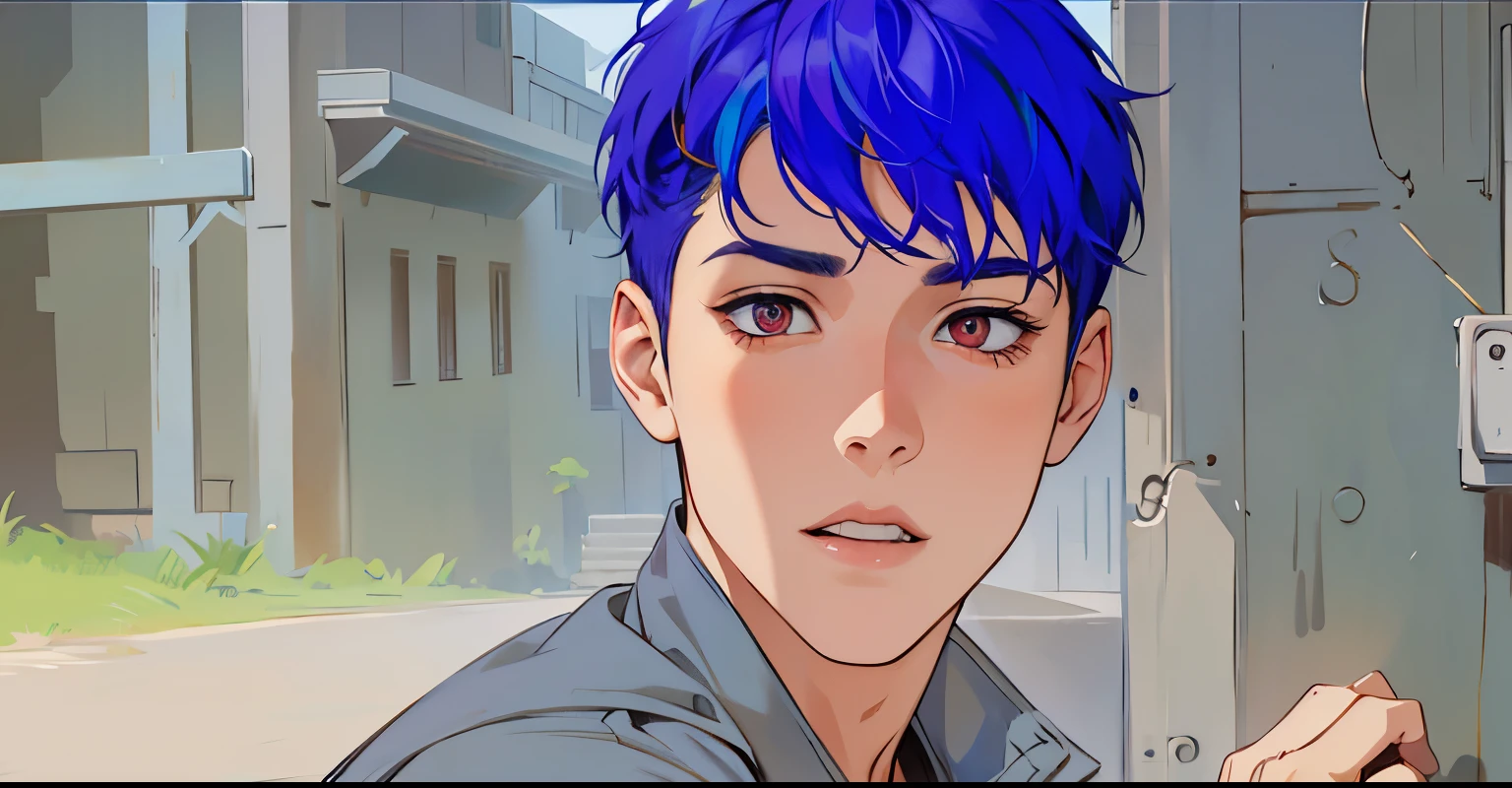 I imagined a young, attractive boy with short blonde hair and red eyes and a young, cute boy with sky green hair coming out...