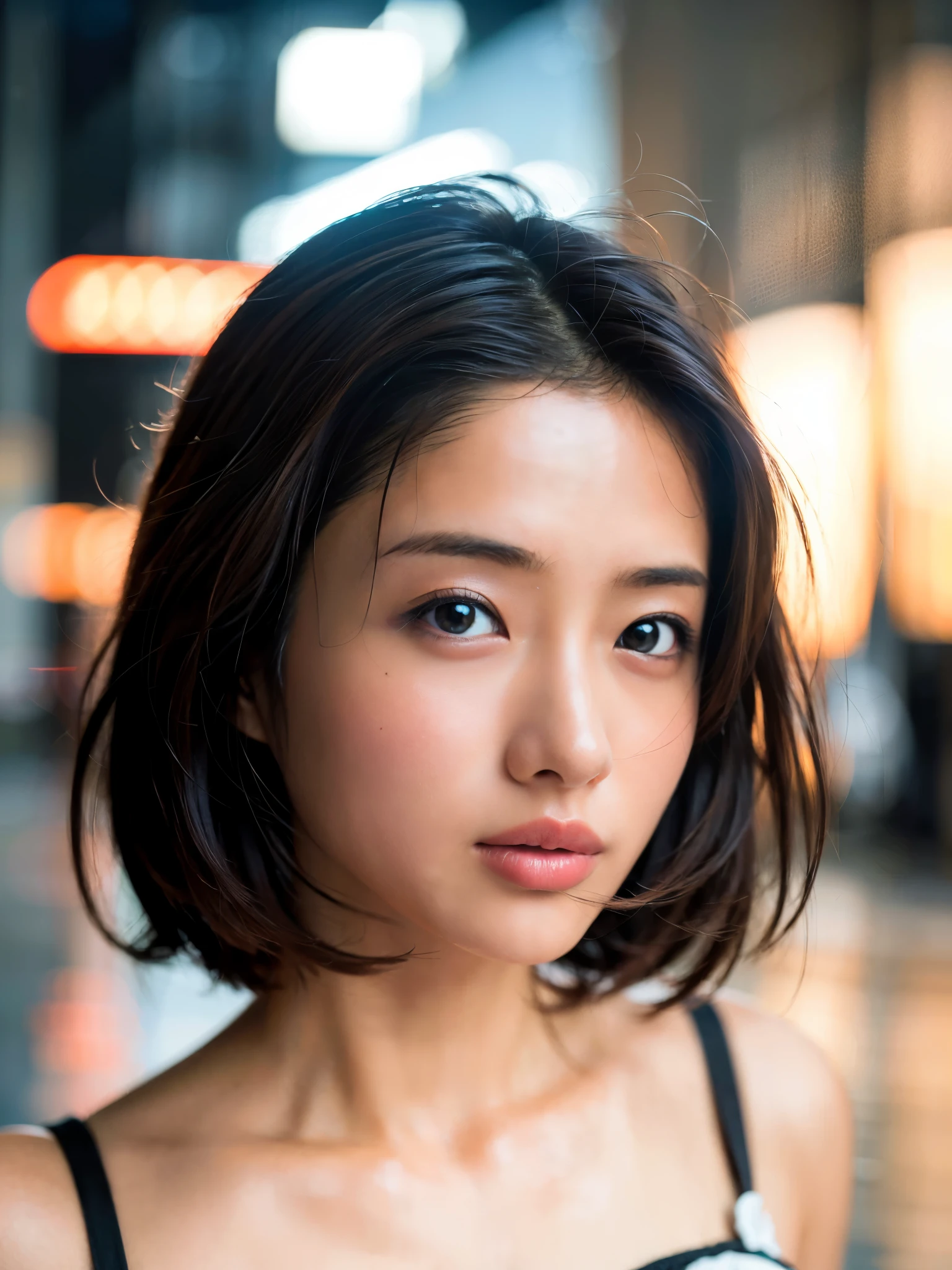 random pose, mix 4,(8K, RAW photo, highest quality, masterpiece:1.2), (realistic, photo-realistic:1.37),1girl,cute,cityscape, night, rain, Wet, professional lighting, photon mapping, radio city, physically based on rendering, gradient black hair, gray hair, short curly hair, good looking, girl, White Ball Suit, excellent quality, High resolution, 1080P, (clean face), (Detailed facial description), (detailed description of hands ),(masterpiece),(Detailed CG),extreme light and shadow,messy hair,masterpiece,Rich details,(exquisite features),(highest quality),(masterpiece),(delicate eyes),looking forward to your eyes,exquisite collar bone