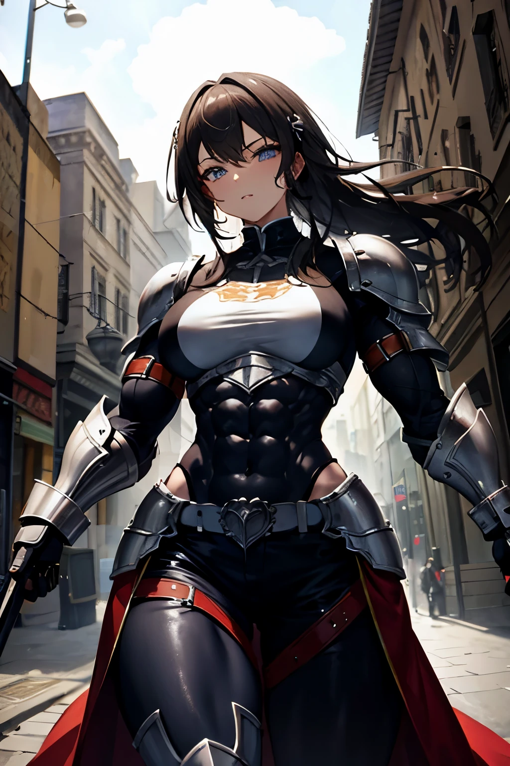 Knight, muscle girl, abs, armour