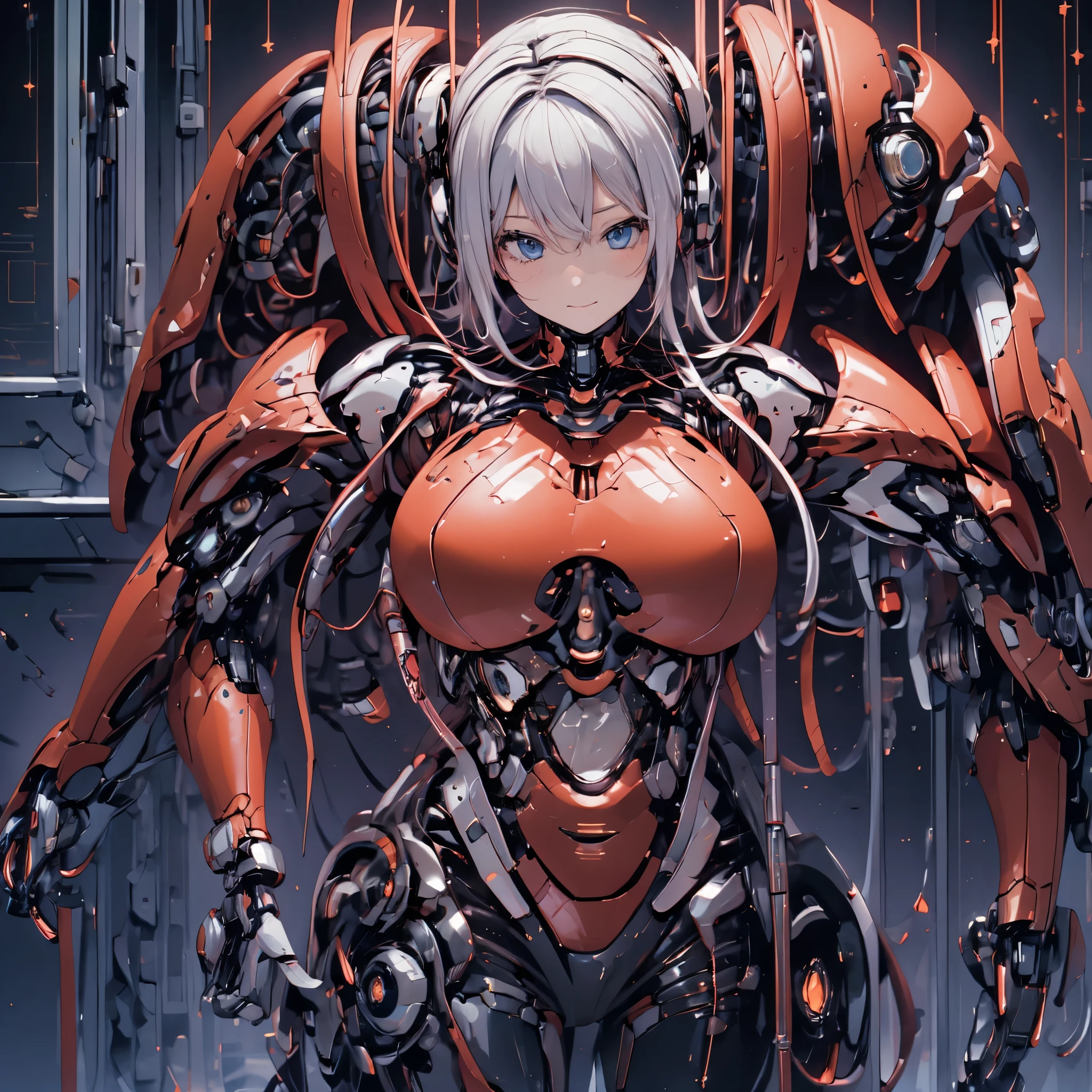 8K　4K　Beautiful images　masterpiece　Super high quality　wallpaper　beautiful woman super beautiful　Ultra high resolution end of the century　near future　Skyscrapers　cyber-　knife　mechanical　mask　machine arm　cyber-ウェポン　cyber-マシンナリー　cyber-ウォーリア　breast enhancement　blue eyes　mask　