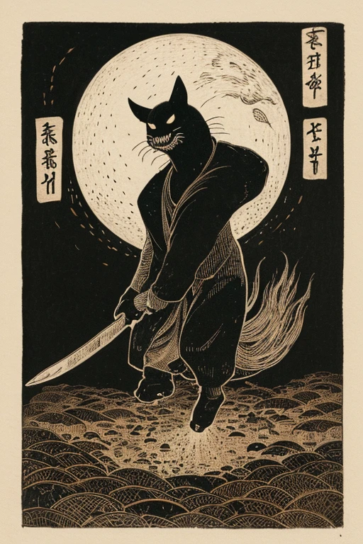 ((jumpscare)), Outline warm color, ((festival)), ((Chojugiga)), ((Shihon Bokuga)), antique, (anthropomorphism), (Sumi-e), Monochrome art, (Old paper style illustration), (hunting paintingural style, Little monster, old performance, variational pointillism, flat illustration, eerie, (horror elements), eerie worldview, (primitive art), Outline warm color, old picture scroll style, old staging, Ancient mural style