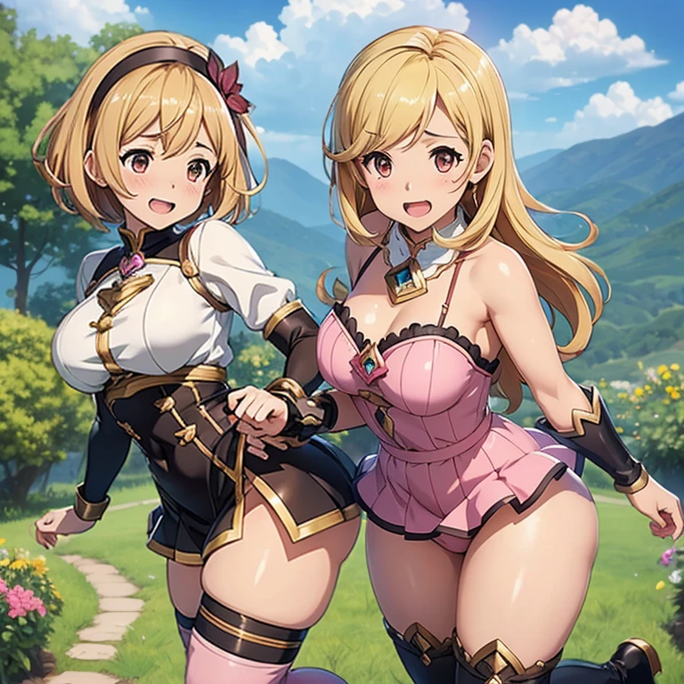 granblue fantasy,Grabble,djeeta,djeetaちゃん,mesugaki,Official Images,Official illustration,black knee high socks,pink clothes,thighs thighs thighs,djeeta,laughter,blonde,むちむちthighs thighs thighs