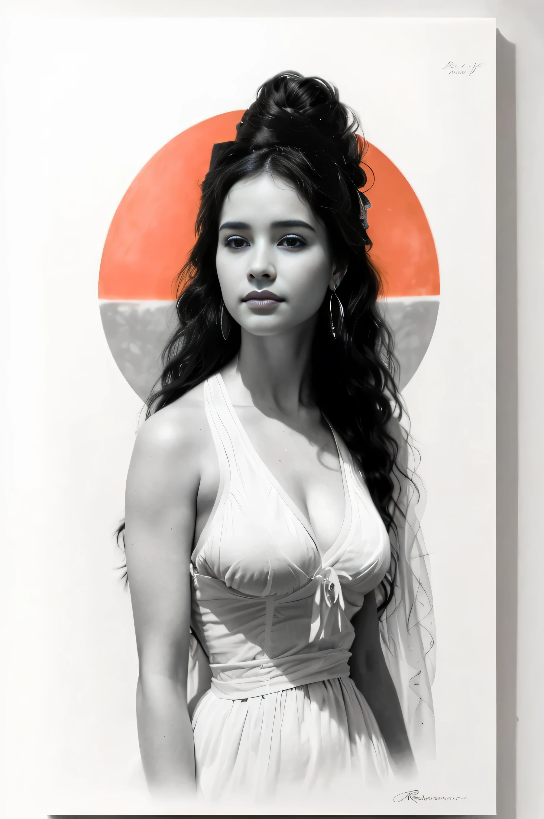 Exactamente la misma imagen, una foto en blanco y negro de una mujer con un pecho grande, Anna Dittmann Alberto Vargas, Arte renacentista hiperrealista, a stunning portrait of a Diosa, Greg Ruth, por Roberto Ferri, muy muy roberto ferri, emilia clarke as a greek Diosa, Diosa. detalle extremadamente alto, inspired por Roberto Ferri, Artgerm y William Bouguereau