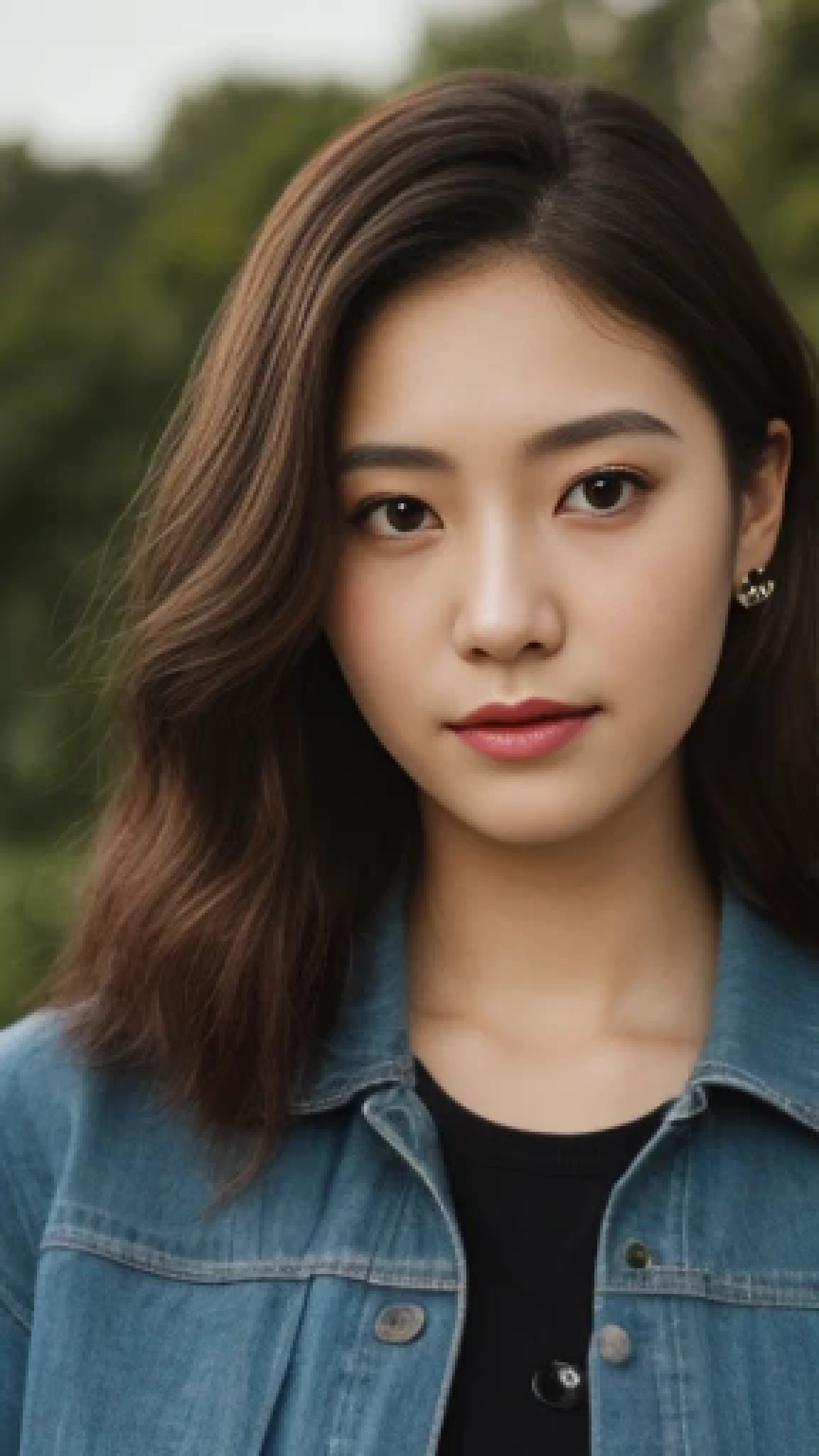Super Detail, (Imada Mio:0,9), (Jisoo:0.5), (Image, portrait), Photos of young Japanese women named Haruka Xuan Anh, 29 years old, ((young Japanese actress, Round face, japanese beauty, big eyes)), nature face, cute face, ((double eyelids, long eyelashs)), brown hair, brown eyes, attractive lips, stunningly beautiful woman, posing like a professional model, feminine form, cleavage, stunningly gorgeous, smile, happy, cheerful, film photography, extreme detail, 4k, ultra hd, hyperrealism, trending on artstation, polished, photorealistic, backlight, hair light, 8k ultra hd., Passionately , Perfect body , ((Full body clothed view)), Tall , Skinny legs, Thigh big gap , Babe , Long legs , Beautifull, Doll facial features , Pale skin , Soft redish skin, long neck, Perfect round lips , Ultra detailed eyes, (Amazing facial features), Looking forward, True - Life , aesthetic studio room , Reflector light , Masterpiece, Realistic, Textured skin , Highest-quality , High Detailed photo , 8k, Canon EF 50mm f/1.8 STM, High detail RAW color art, animation, realistic, (((ultradetaled elegant, beautiful face))), white skin, (nature makeup), wearing black and white latex, fairytale atmosphere, ((long brown soft waves hair)), (focus on face), (((pink rose garden and background))), (detailed skin, skin texture), (intricately detailed, fine details, hyperdetailed), raytracing, subsurface scattering, diffused soft lighting, shallow depth of field, photographed on a Canon EOS R5, 28mm lens, F/2.8, sharp focus bokeh
