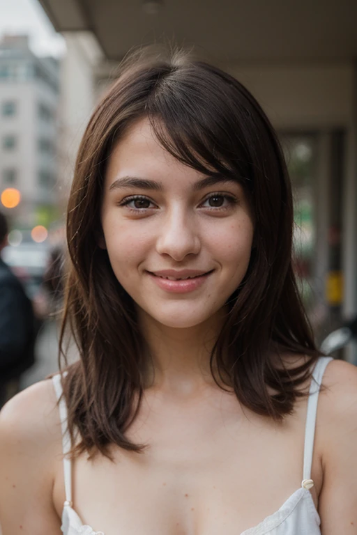 20 year old girl smiling in front of the camera 