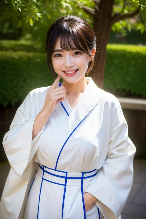 Beautiful woman in neat Japanese clothes、8K masterpiece:1.3))、sharp focus:1.2、(super beautiful face:1.0)、(shiny skin:1.0)、realistic pictures、black haired、video writing、High resolution eyes and face、video writing、Japan Idol Actress、medium breasts、smile、The beauty of slender abs、whole body、In furisode