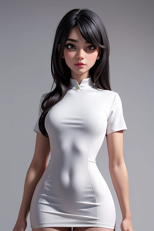 A beautiful girl, com vestido justo ao corpo, sexy, sensual, uniforme de heroi