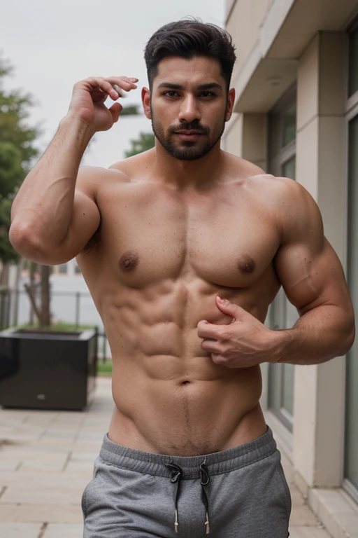 Boy with Lean and Fit Body beard and moushtache pakistani asian model: (best quality, masterpiece:1.2), ultra-detailed, realistic, leanfit physique, abs on display, strong arms and chest, toned legs, muscular definition, athletic build, healthy complexion, youthful appearance,