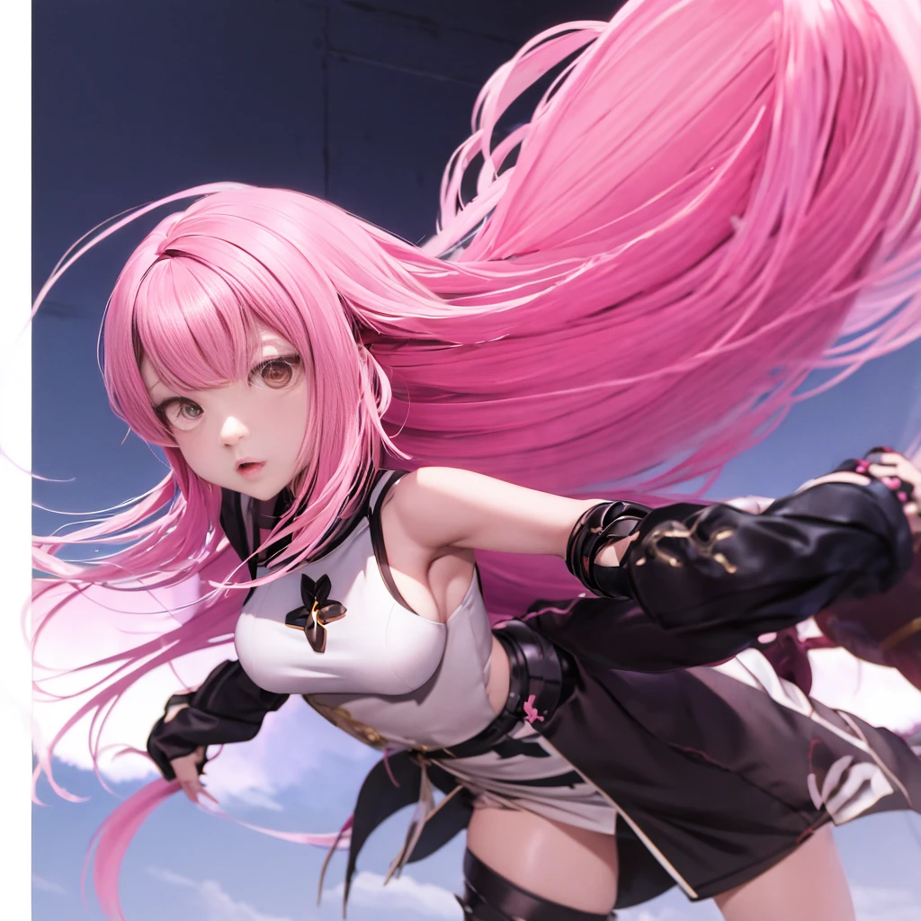 anime girl with pink hair and black outfit holding a sword, trending on artstation pixiv, guweiz on pixiv artstation, cushart krenz key art feminine, krenz cushart and artgerm, artwork in the style of guweiz, haruno sakura, ayaka genshin impact, digital art on pixiv