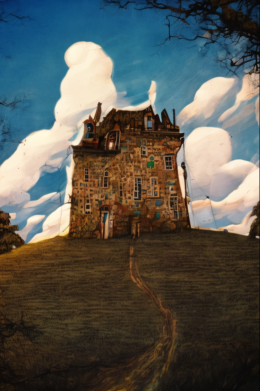 House om the hill, full cloud