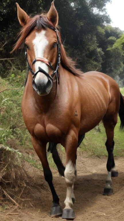 Centaur naked Erza with huge tits and four legs