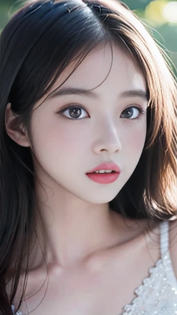 (Imada Mio:0,9), (Jisoo:0.5), (Image, portrait), Photos of young Japanese women named Haruka Xuan Anh, 29 years old, ((young Japanese actress, Round face, japanese beauty, big eyes)), nature face, cute face, ((double eyelids, long eyelashs)), brown hair, brown eyes, attractive lips, stunningly beautiful woman, posing like a professional model, feminine form, cleavage, stunningly gorgeous, smile, happy, cheerful, film photography, extreme detail, 4k, ultra hd, hyperrealism, trending on artstation, polished, photorealistic, backlight, hair light, 8k ultra hd., Passionately teen , Perfect body , ((Full body clothed view)), Tall , Skinny legs, Thigh big gap , Babe , Long legs , Beautifull, Doll facial features , Pale skin , Soft redish skin, long neck, Perfect round lips , Ultra detailed eyes, (Amazing facial features), Looking forward, True - Life , aesthetic studio room , Reflector light , Masterpiece, Realistic, Textured skin , Highest-quality , High Detailed photo , 8k, Canon EF 50mm f/1.8 STM, High detail RAW color art, animation, realistic, (((ultradetaled elegant, beautiful face))), white skin, (nature makeup), wearing black and white latex, fairytale atmosphere, ((long brown soft waves hair)), (focus on face), (((sunshine sea and background))), (detailed skin, skin texture), (intricately detailed, fine details, hyperdetailed), raytracing, subsurface scattering, diffused soft lighting, shallow depth of field, photographed on a Canon EOS R5, 28mm lens, F/2.8, sharp focus bokeh