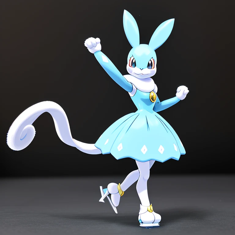 Pokémon、Pokémonのキャラクター、snow rabbit、Ice type、Doing figure skating、Wearing a dress