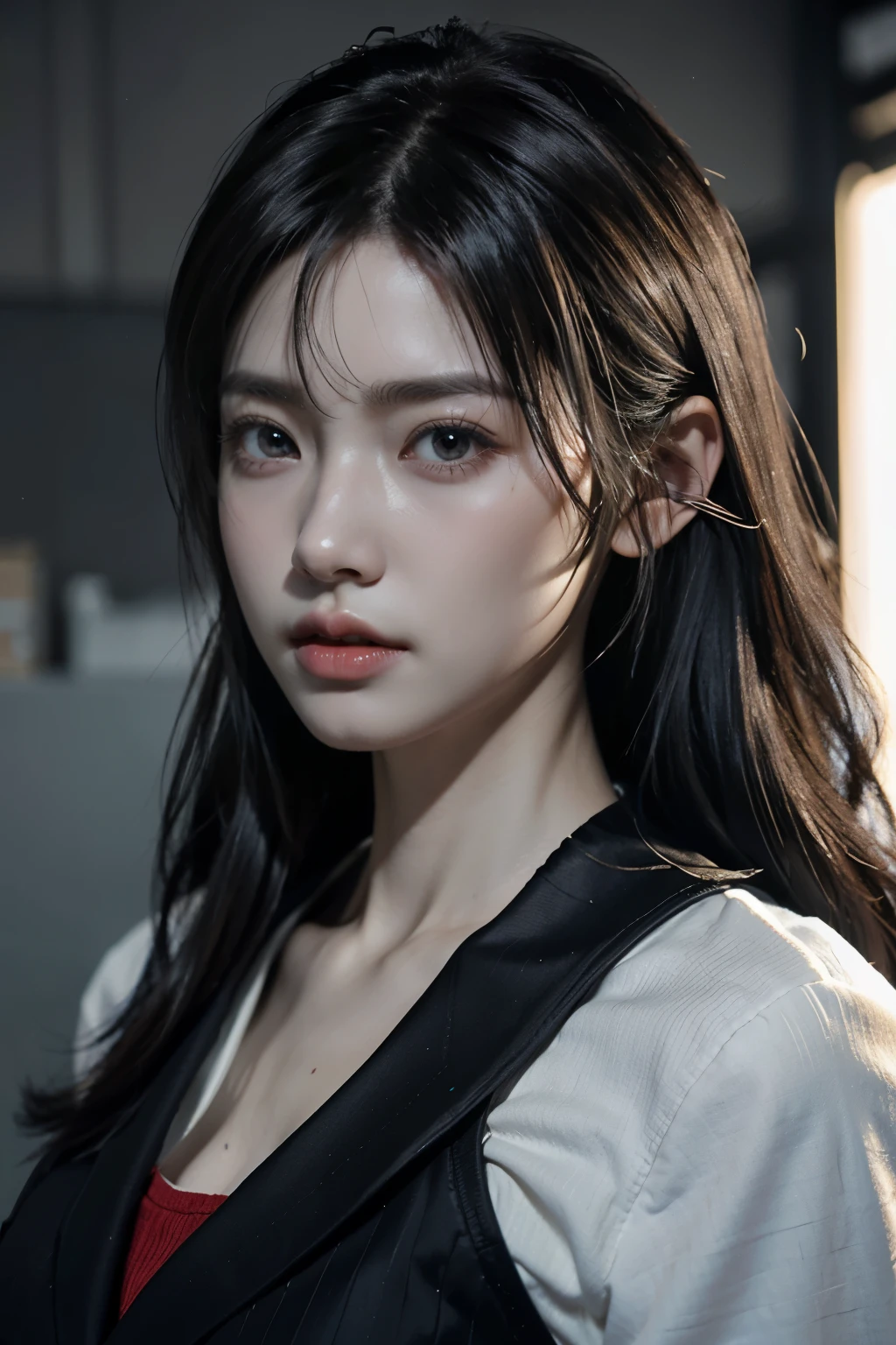 Game art,The best picture quality,Highest resolution,8K,((A bust photograph)),((Portrait)),(Rule of thirds),Unreal Engine 5 rendering works, (The Girl of the Future),(Female Warrior),
22岁少女,(Female president),(Dark red gradients of hair,Long hair casual),(A beautiful eye full of detail),(Big breasts),(Eye shadow),优雅迷人,冷漠,((Frown)),(Women's professional work wear,Ladies Suits), Women in the office,
拍照姿势,城市背景,Movie lights,Ray tracing,Game CG,((3D Unreal Engine)),oc渲染反射纹