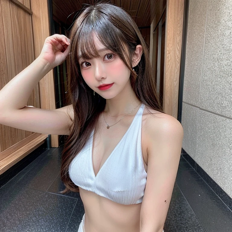 18-year-old female college student in silver bikini