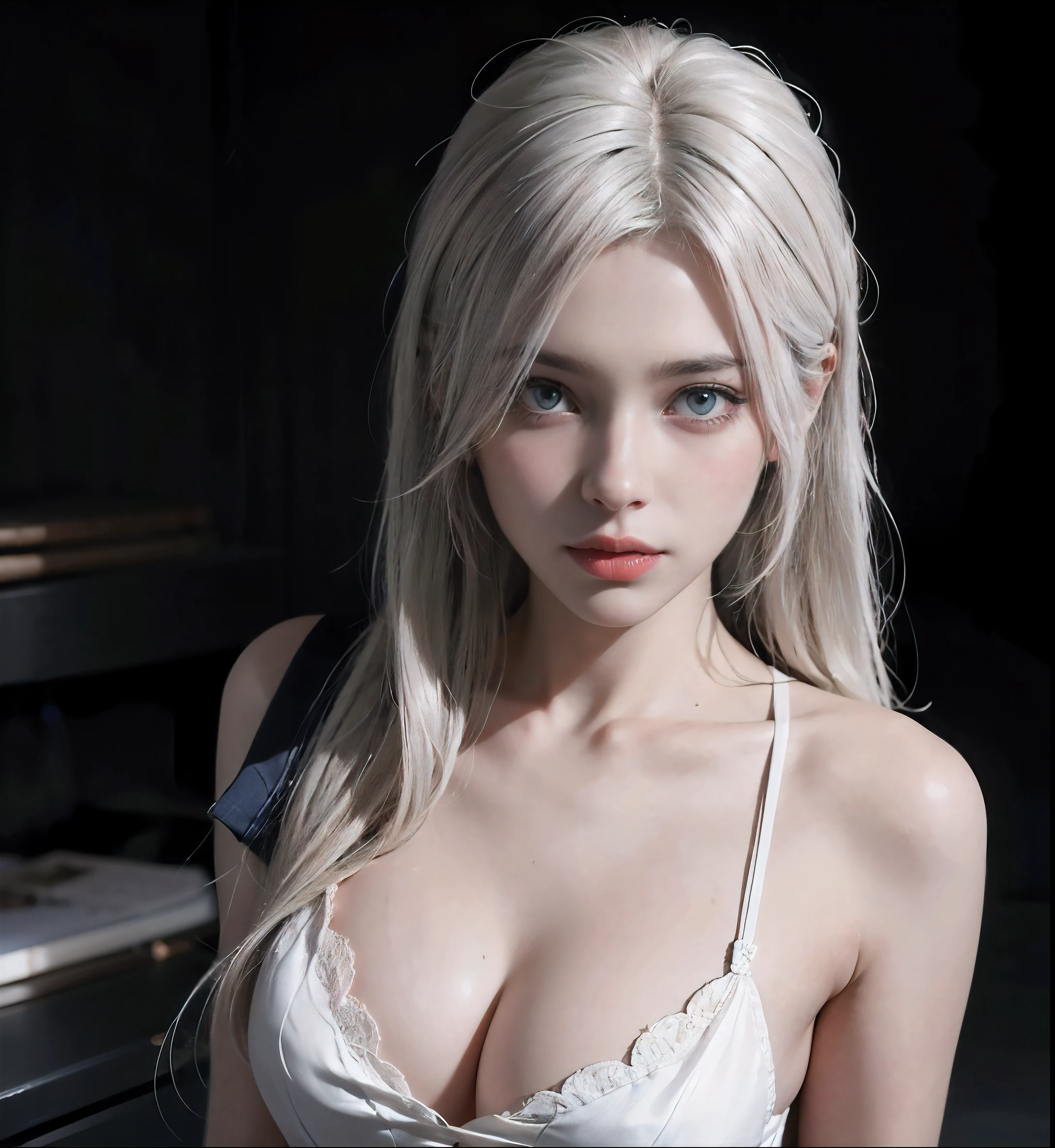 Stunning girl, best quality, ultra high res, (photorealistic:1.4), white skin,(faded ash white hair:1),
