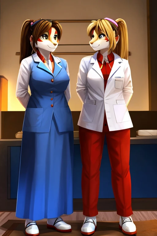 2 females,mature mother AND little daughter,stand side by side,from below:0.5,full body view,(((Simple backgroud))),(((by Dr_commet:1.2)))
