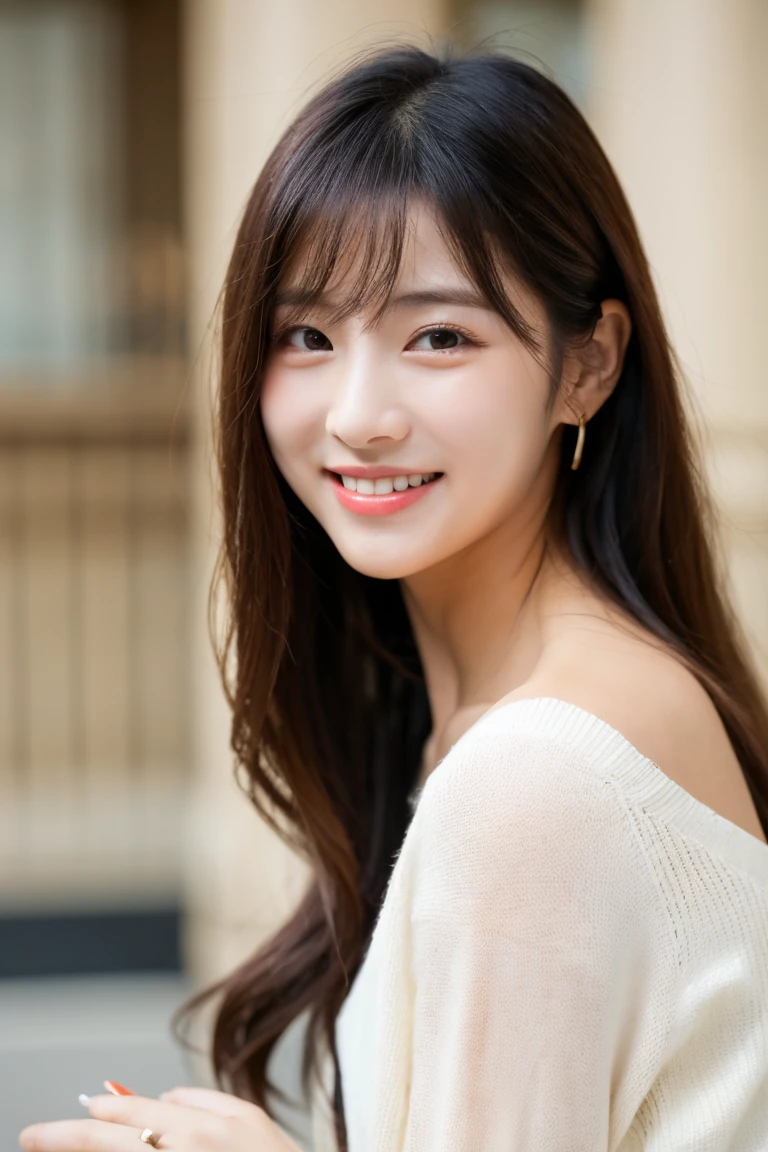 Beautiful Korean fashion model smiling brightly