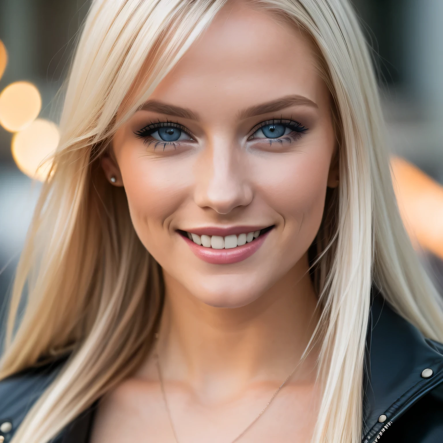 photography of 1 stunning 24-year-old blonde (Blue-eyed woman), Stadt bei day, (Rock), (Ausschnitt), Details (Gewebe! , Haar! , Glitzer, Farbe!! , Benachteiligungen: 1.1), shiny eyes with high level of detail (Blick in die Kamera), SLR-Beleuchtung, Spiegelreflexkamera, ultra quality, Sharpness, Depth of field, Filmkorn (Mitte), Fujifilm XT3, kristallklar, Rahmenmitte, Beautiful face, Scharfer Fokus, Neonbeleuchtung, bokeh (schwach beleuchtet), Nacht, (Nachthimmel), Detaillierte Hautporen, Oily skin, Sonnenbrand, Komplexe AugenDetails, full entire body, big boobs, subtile smile, girlfriend look,