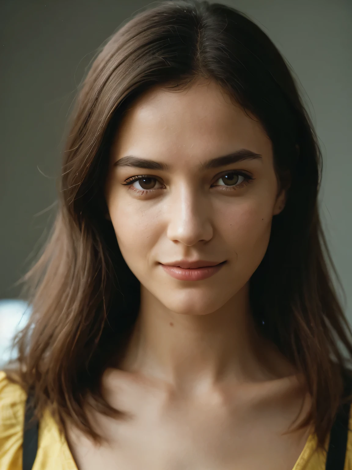 Generate attractive close-up editorial photos of women. The focus is、0 should be on her intricate and detailed face.7 Probability of catching a genuine smile.Take advantage of the excellent Nikon D850 camera paired with 35mm Kodak Portra 400 film, Featuring F1.6 lenses to ensure vivid and rich colors. Emphasis on hyperrealism, Great attention is paid to the drama of texture and lighting similar to Cinestill 800 film. As a result、As well as embodying cinematic excellence、The result is a portrait that exudes a wealth of intricate and realistic details.