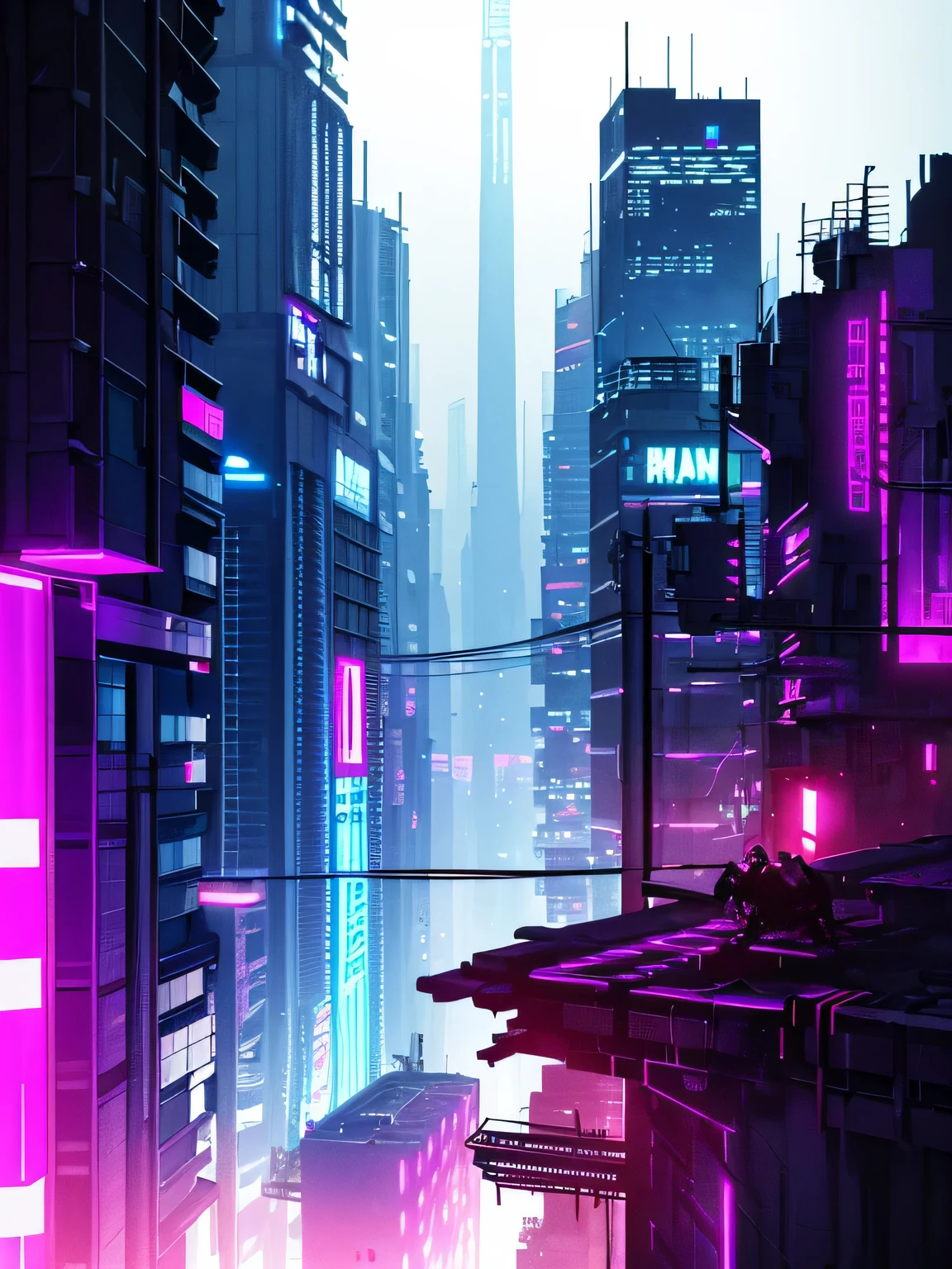 ((dark cyberpunk art)), ((hopeless)), (horror art), (view of hopeless the cyberpunk city), Dark lighting, (cold light), hopeless faint blue lights, hopeless bath, purple liquids, dark art, View from the roof, dark empty apartment, dark night, tubes and droppers, very detailed art, very detailed background