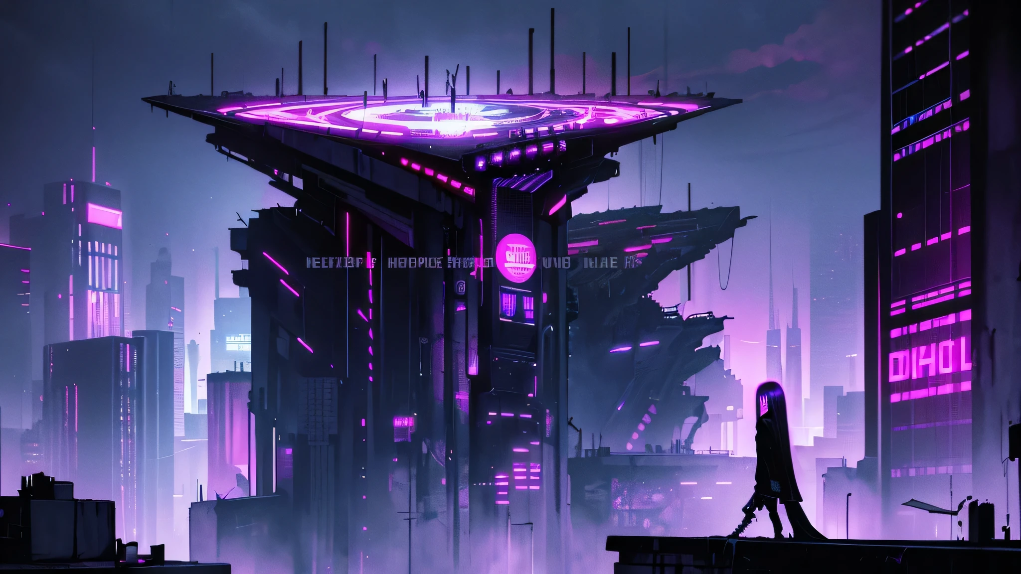 ((dark cyberpunk art)), ((hopeless)), (horror art), (view of hopeless the cyberpunk city), Dark lighting, (cold light), hopeless faint blue lights, hopeless bath, purple liquids, dark art, View from the roof, dark empty apartment, dark night, tubes and droppers, very detailed art, very detailed background