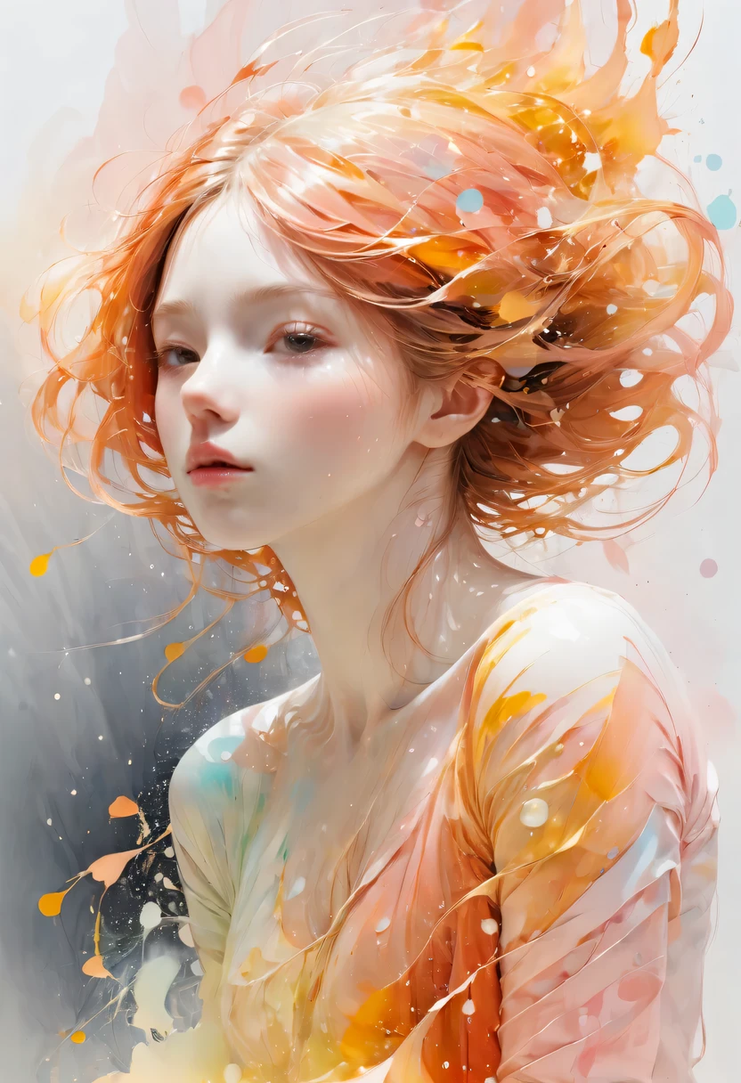 Women and Agnes Cecile, Luminous design, pastel colors, Ink drops, autumn lights