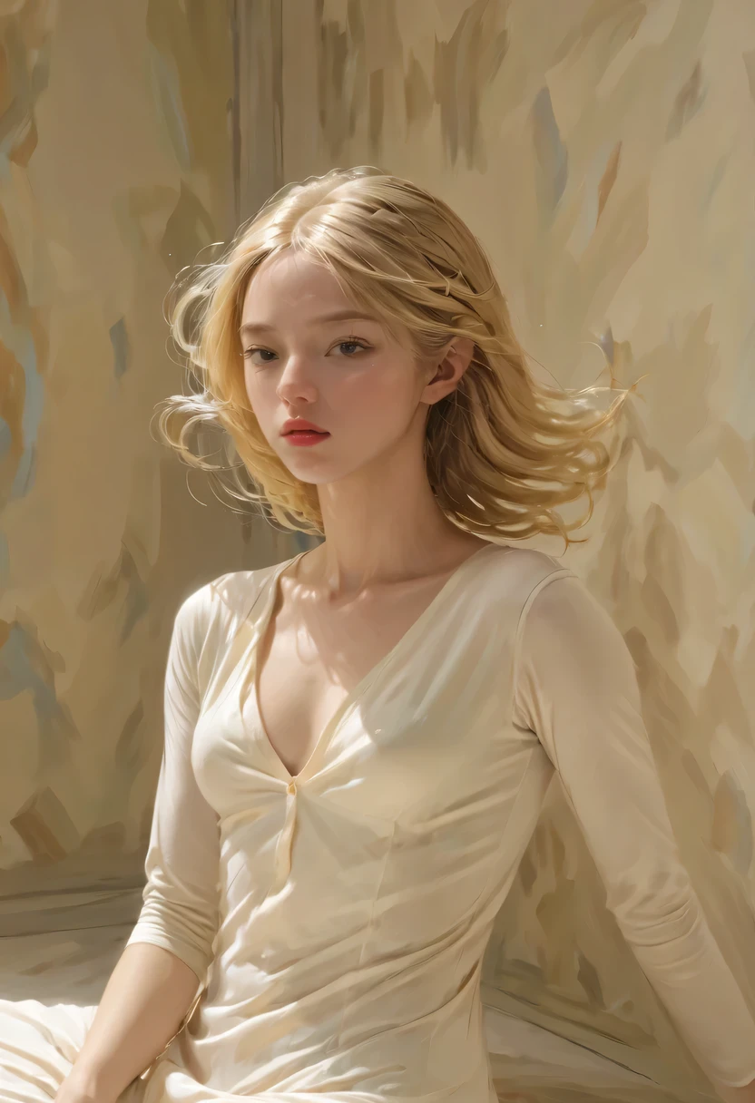 blonde, alone, ((masterpiece))