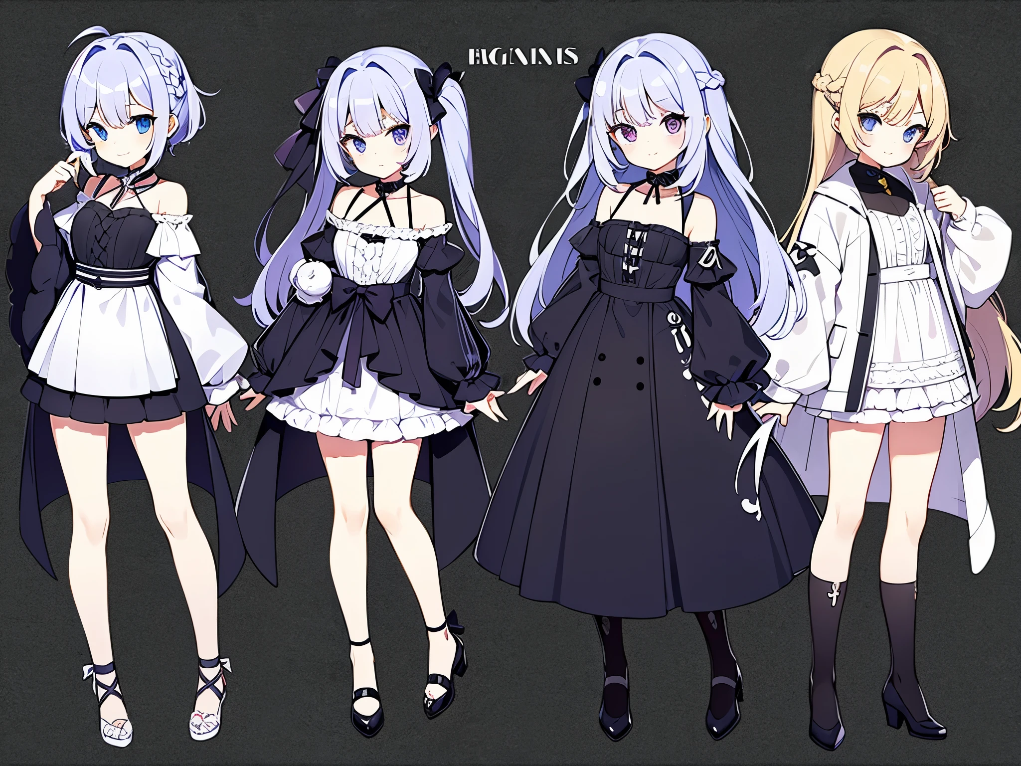 twins sister, hairstyles different, hair colors different, eye colors different, iris colors different, outfit styles different,