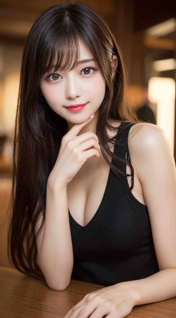 table top, highest quality, figure, super detailed, finely, High resolution, 8k wallpaper, 完璧なダイナミックな構figure, beautiful and fine eyes, medium hair,small breasts natural color lip, bold sexy pose,smile,Harajuku、20 year old girl、cute、sexy shot looking at camera