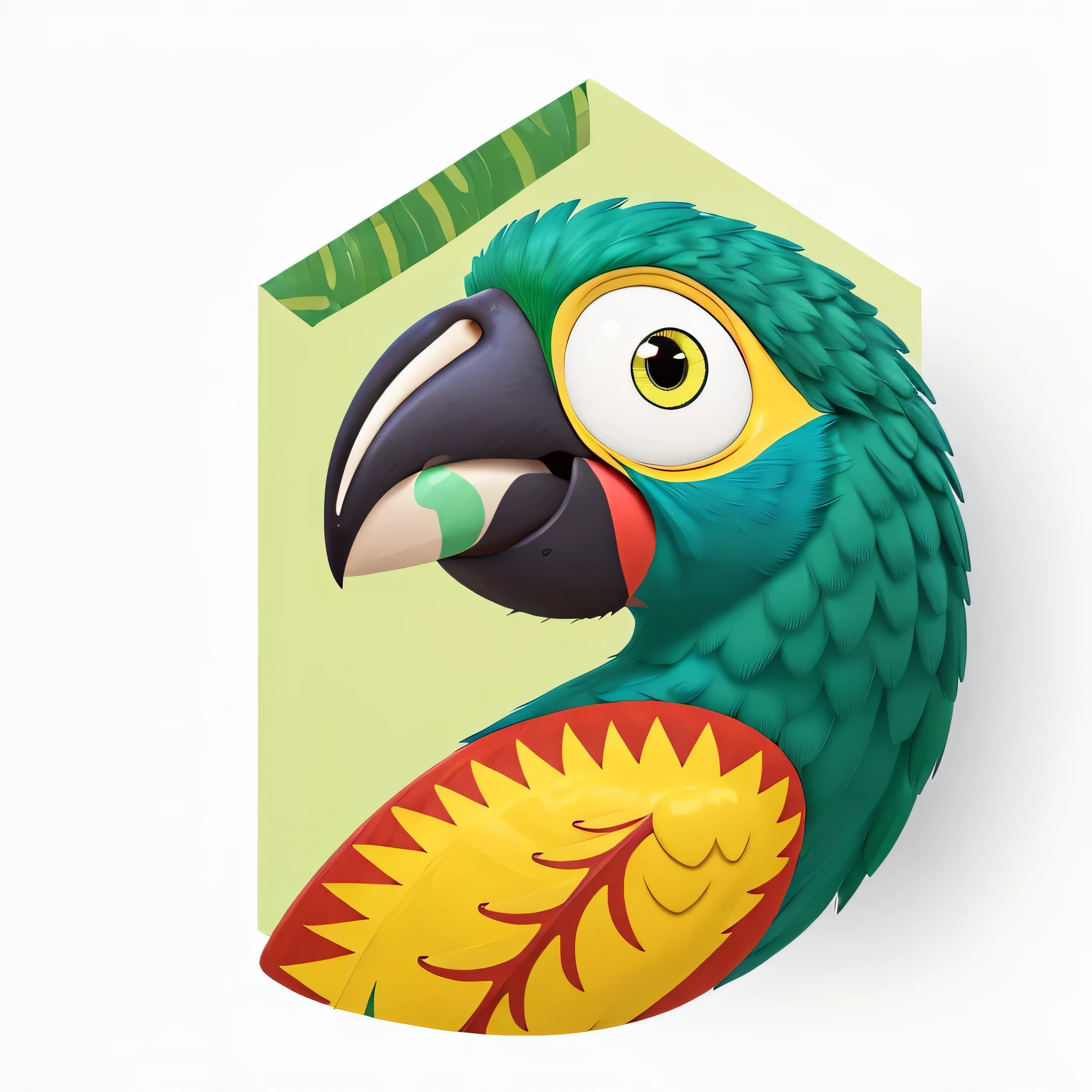 illustration of a colorful parrot with a green and yellow beak, papagaio, Paralelo, Criado no Adobe Illustrator, papagaio on head, Tucano, bird view, bico arredondado, an illustration of, a phoenix, com um papagaio no ombro, bird head, Feito em Adobe Illustrator, Sem estilo de arte Quetzecoatl, anthropomorphic bird