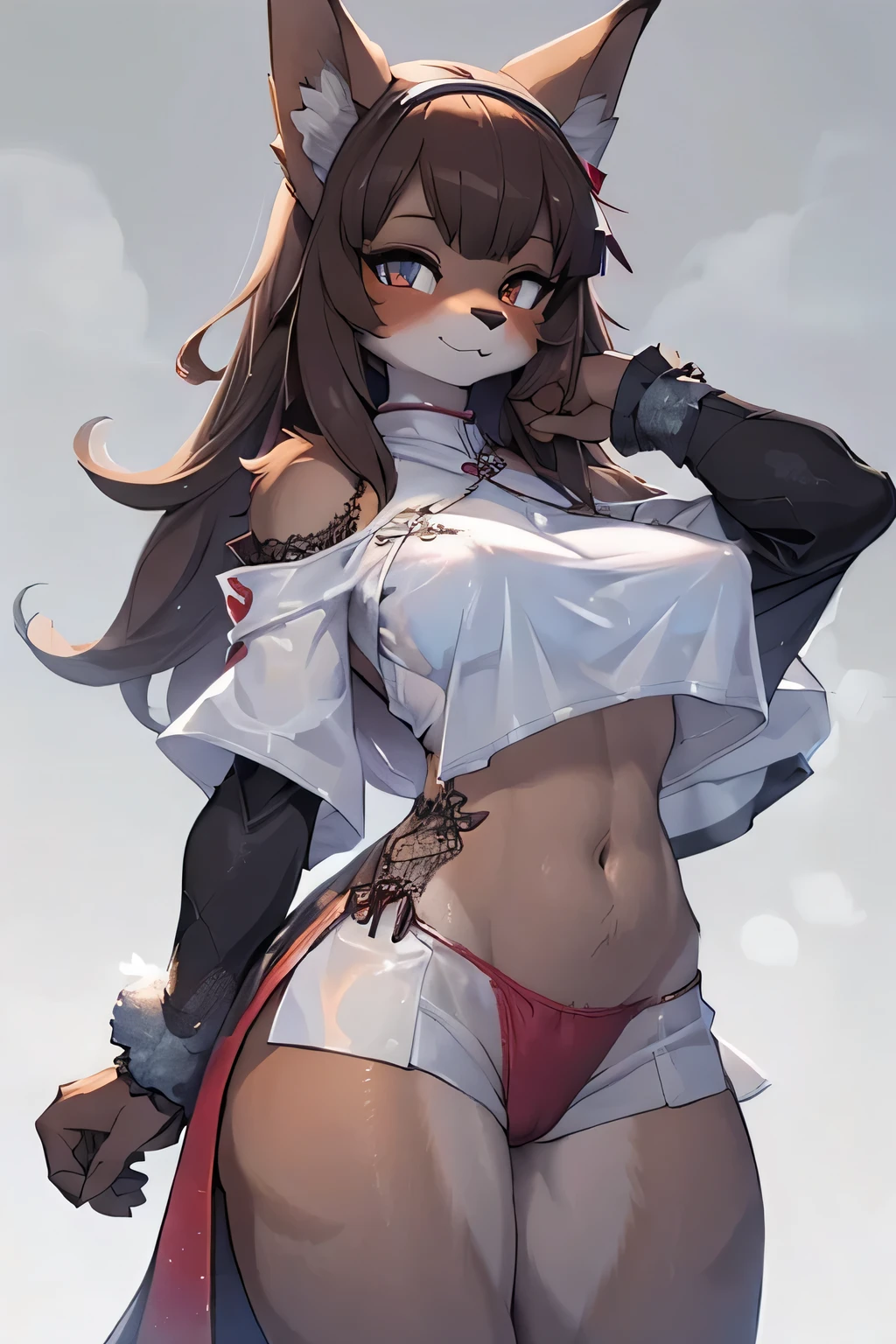 china dress, stocking, female furry mini cute style, holo a wolf girl, girl in a string bikini with a fox tail, female furry mini cute style, holo a wolf girl, realistic bikini, furry brown body, holo if a wolf girl, furry, fox tail, swimsuit, furry art!!!, small curvy , Camel toe very obvious, The nipple contour pronounced, pubes, fishnet stockings wrap the thighs, absurdly long hair, erotic, Sci-fi, (huge breast), beautiful clothes , Lace, lace trims, lace clothing, lace clothing, pubes, thick thighs, beautiful face, short skirt