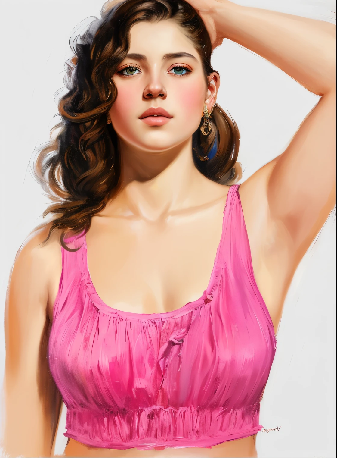 portrait, girl, middle ages, classicism, andrey atroshenko style, painting, pierced eyes, beautifully styled hair, traditional media, realistic, figurative, fine art, oil on canvas, HDR, 8K, original character, high resolution, high detail, focus on the face, beautiful eyes