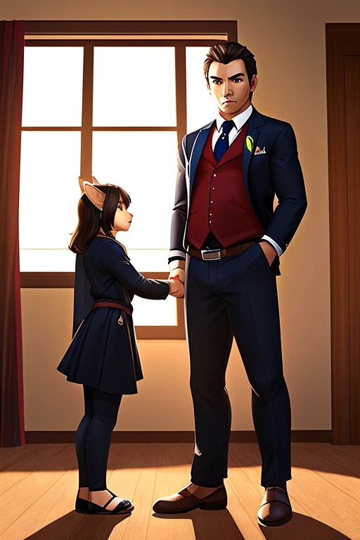 (((by orushibu:1.5))),2 females,mature mother AND little daughter,stand side by side,from below:0.5,full body view,(((Simple backgroud))),