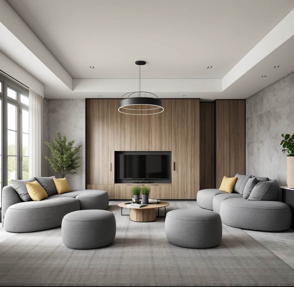 Industry style, livingroom, beautyful warm light