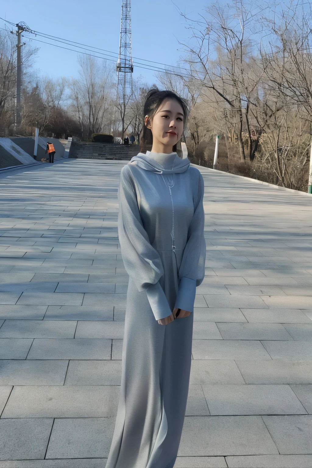 Arafad woman in white evening dress standing on sidewalk, wearing evening gown, wearing a sportswear, wearing evening gown, Inspired by Ma Yuanyu, wearing evening gown wenfei ye, User photo, gongbi, in a city street, evening dress xintong chen, korean girl, korean woman