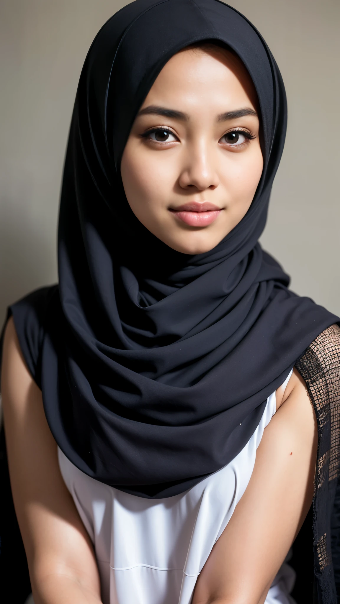 1 malay girl , modern plain hijab, shy, medium portrait shot , watery eyes ,lip watery, lip glossy, open mounth, big breast, 1 Malay girl, modern plain hijab, shy, medium portrait, watery eyes, RAW, Best quality, high resolution, masterpiece: 1.3), beautiful Malay woman in hijap:0.8),perfect nose,perfect lips, perfect eyes, detail :1.2), beautifull face, soft smile,Beautiful woman wearing a hijap, a woman in a brown dress and a brown scarf, hijab, moles under the eyes, Beutifull girl, lovely smile, lovely woman, with lovely look, with a beautifull smile, cute beautiful,((close up))