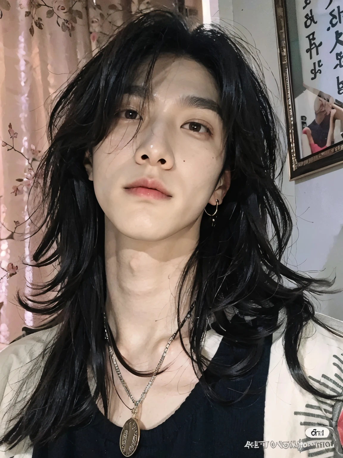 there is a man that is sitting down with a cell phone, Shinji, Marcos Lee, hyung tae, Kim Doyoung, inspirado em jeonseok lee, Hong junho hyung, adorable and pale korean face, taejune kim, lindo chad queixo, inspirado em Kim Myeong-guk, Shin Jeongho, Jimin\the right eyelid is swollenKim taehyung, rosto grande, 30 anos, barba pequena, bravo, chateado