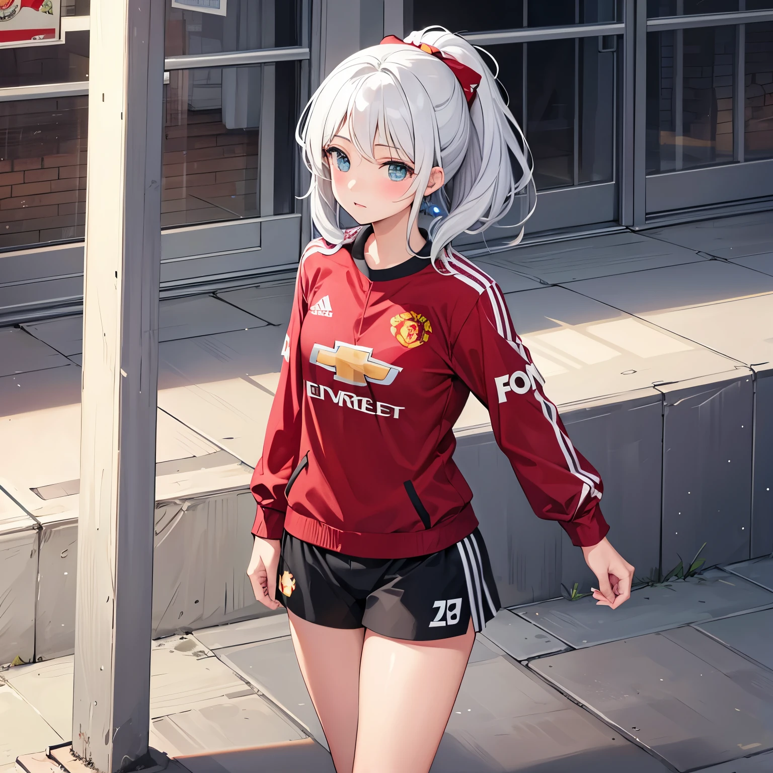 Manchester Unitedのユニフォームを着ている美少女