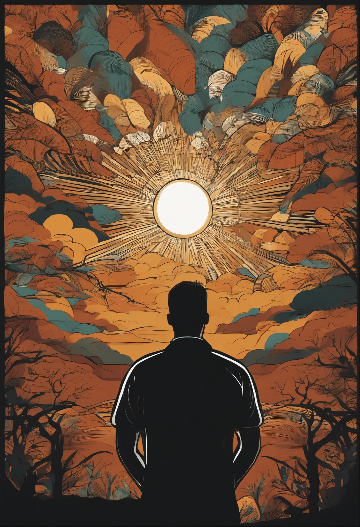 Create a vector illustration about person improving his life day by day with Black background