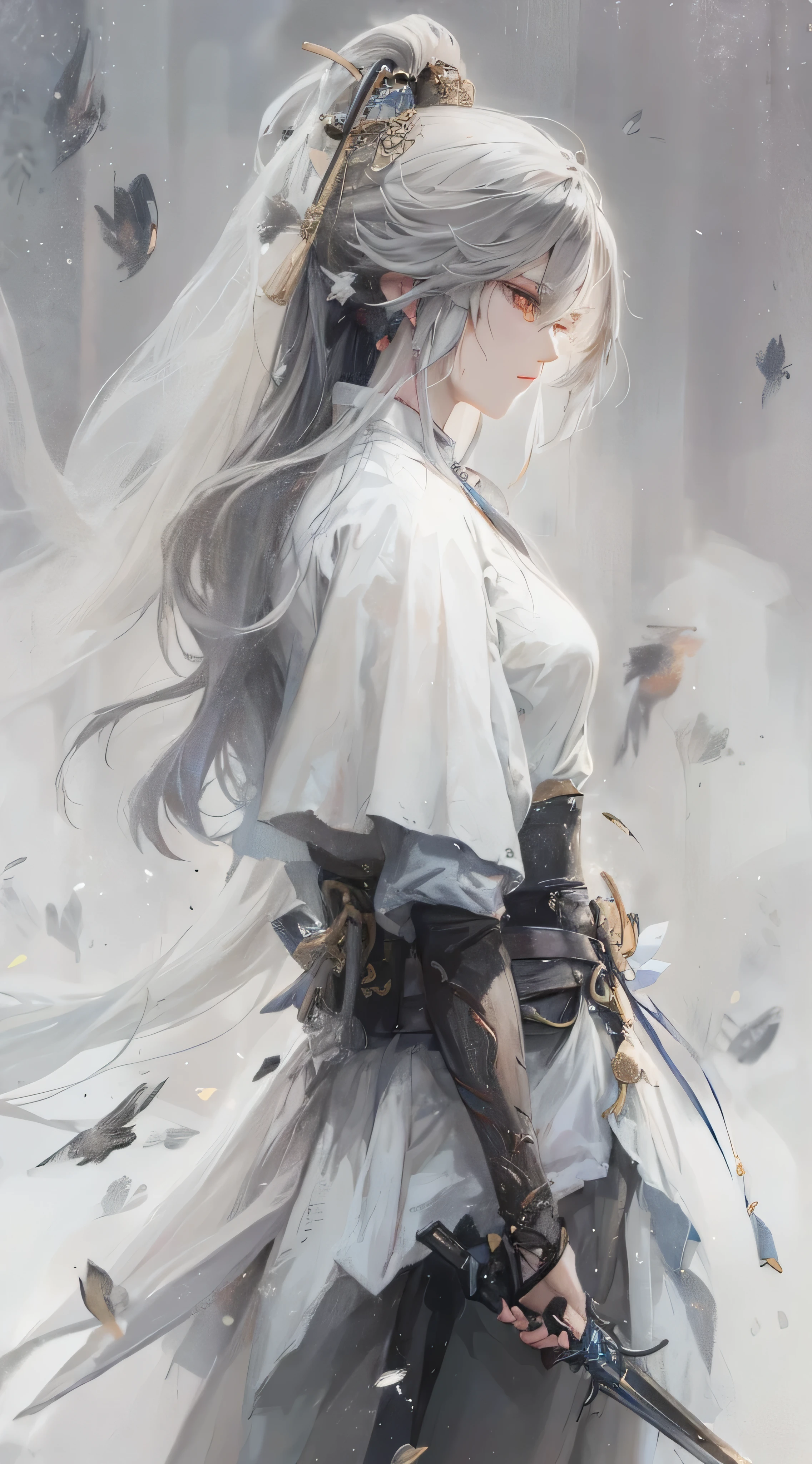 Anime girl black hair sword，Yang Jian，Mink Painting Station Guviz，Gouves Spray Paint Station，Zeng Jing，Lengmei，Li Song，American figure painting，Tang Yifen，Fan Qi，Wu Zhun Shifan，Zhou Wenjing，close eyes