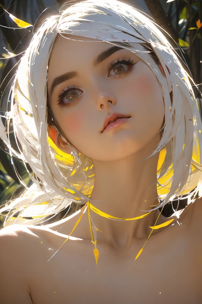 Nier Automata, hermosa mujer pechos grandes, senos enormes, pelo blanco, cabello corto, ropa ajustada minifalda, mostrando la vagina, culo hermoso(8k, Mejor calidad, obra maestra:1.2),(Mejor calidad:1.0), (ultra high resolution:1.0), acuarela, una mujer hermosa, hombro, cintas para el cabello, Por Agnes Cecile, retrato de cuerpo completo, extremely luminous bright design, colores pasteles, (tinta:1.3), Autumn lights,