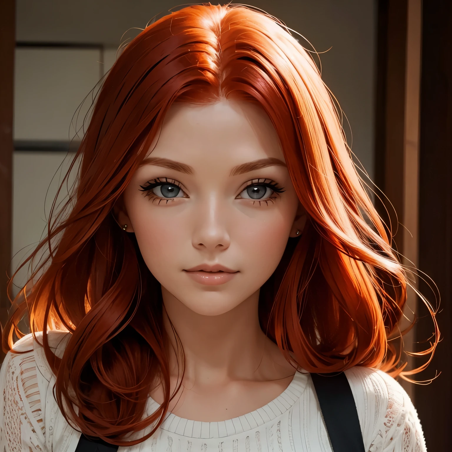 Head of a 28 year old redhead woman, meiga